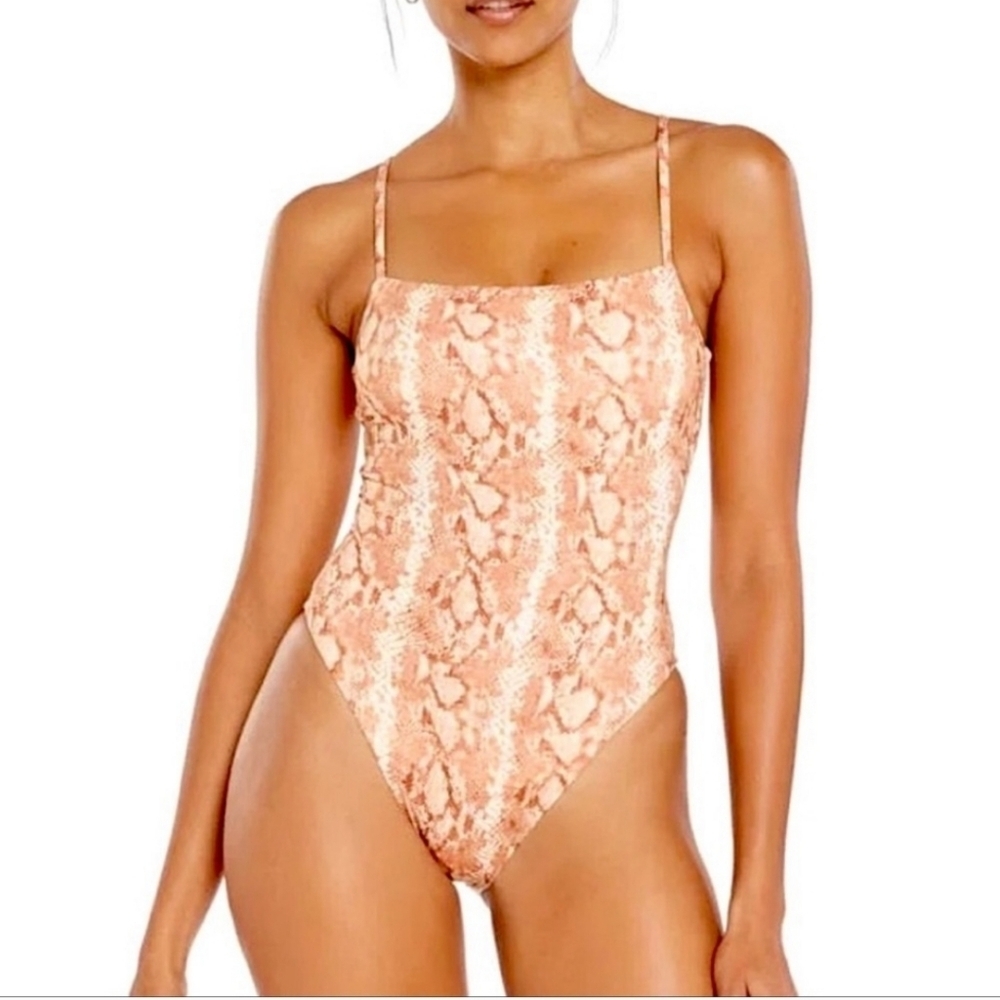 New Vitamin A Swim Jenna High Leg One Piece in Sand Snake sz 10